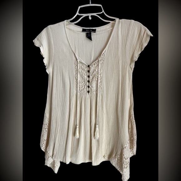 Swing ivory top with crochet inserts size XS, Style & Co. - Picture 3 of 14